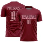 Camiseta de fútbol personalizada con sublimación de formas geométricas en blanco carmesí Camiseta de fútbol personalizada con sublimación de formas geométricas en blanco carmesí