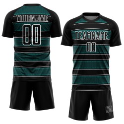 Camiseta de fútbol personalizada con sublimación de líneas y formas geométricas en blanco y negro Camiseta de fútbol personalizada con sublimación de líneas y formas geométricas en blanco y negro