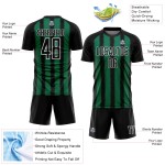 Camiseta de fútbol personalizada con sublimación de línea Kelly verde y blanca, color negro Camiseta de fútbol personalizada con sublimación de línea Kelly verde y blanca, color negro