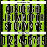 Camiseta de fútbol personalizada con sublimación de líneas verde neón y blanco en negro Camiseta de fútbol personalizada con sublimación de líneas verde neón y blanco en negro