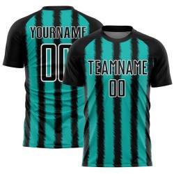 Camiseta de fútbol personalizada con sublimación de líneas blancas y negras Camiseta de fútbol personalizada con sublimación de líneas blancas y negras
