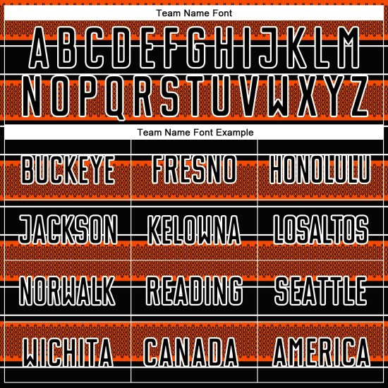 Camiseta de fútbol personalizada con sublimación de líneas y formas geométricas en negro, naranja y blanco Camiseta de fútbol personalizada con sublimación de líneas y formas geométricas en negro, naranja y blanco