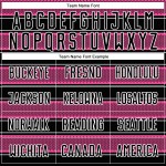 Camiseta de fútbol personalizada con sublimación de líneas y formas geométricas en negro, rosa y blanco Camiseta de fútbol personalizada con sublimación de líneas y formas geométricas en negro, rosa y blanco