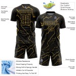 Camiseta de fútbol personalizada con sublimación de Rayo Negro Oro Viejo