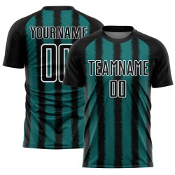 Camiseta de fútbol personalizada con sublimación de líneas en blanco y negro Camiseta de fútbol personalizada con sublimación de líneas en blanco y negro