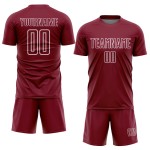 Camiseta de fútbol personalizada con sublimación de formas geométricas en blanco carmesí Camiseta de fútbol personalizada con sublimación de formas geométricas en blanco carmesí