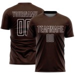 Camiseta de fútbol personalizada con sublimación de formas geométricas en marrón y blanco Camiseta de fútbol personalizada con sublimación de formas geométricas en marrón y blanco