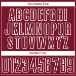 Camiseta de fútbol personalizada con sublimación de formas geométricas en blanco carmesí Camiseta de fútbol personalizada con sublimación de formas geométricas en blanco carmesí