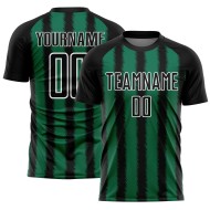 Camiseta de fútbol personalizada con sublimación de línea Kelly verde y blanca, color negro