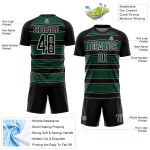 Camiseta de fútbol personalizada con sublimación de líneas y formas geométricas en verde Kelly y blanco, color negro Camiseta de fútbol personalizada con sublimación de líneas y formas geométricas en verde Kelly y blanco, color negro