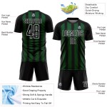 Camiseta de fútbol personalizada con sublimación de líneas negras, verdes y blancas Camiseta de fútbol personalizada con sublimación de líneas negras, verdes y blancas