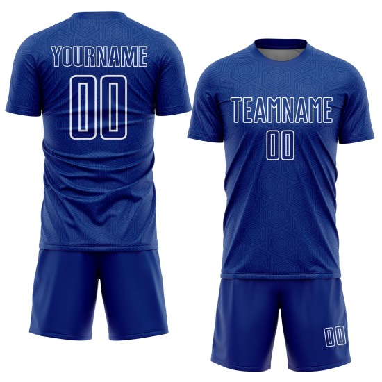 Camiseta de fútbol personalizada con sublimación de formas geométricas en blanco real Camiseta de fútbol personalizada con sublimación de formas geométricas en blanco real
