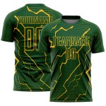 Camiseta de fútbol personalizada de sublimación del Rayo Verde Dorado Camiseta de fútbol personalizada de sublimación del Rayo Verde Dorado