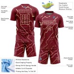 Camiseta de fútbol personalizada de sublimación Crimson City Cream Lightning Camiseta de fútbol personalizada de sublimación Crimson City Cream Lightning