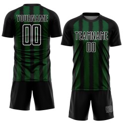 Camiseta de fútbol personalizada con sublimación de líneas negras, verdes y blancas Camiseta de fútbol personalizada con sublimación de líneas negras, verdes y blancas