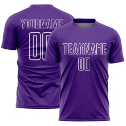 Camiseta de fútbol personalizada con sublimación de formas geométricas en morado y blanco Camiseta de fútbol personalizada con sublimación de formas geométricas en morado y blanco