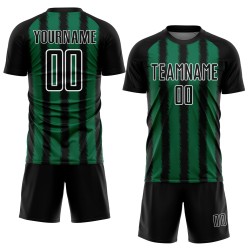 Camiseta de fútbol personalizada con sublimación de línea Kelly verde y blanca, color negro Camiseta de fútbol personalizada con sublimación de línea Kelly verde y blanca, color negro