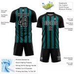 Camiseta de fútbol personalizada con sublimación de líneas en blanco y negro Camiseta de fútbol personalizada con sublimación de líneas en blanco y negro