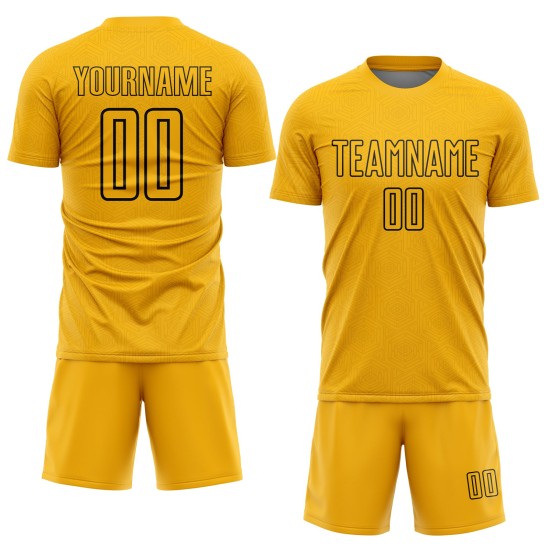 Camiseta de fútbol personalizada con sublimación de formas geométricas en dorado y negro Camiseta de fútbol personalizada con sublimación de formas geométricas en dorado y negro