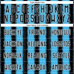 Camiseta de fútbol personalizada con sublimación de líneas azul cielo y blanco, negra Camiseta de fútbol personalizada con sublimación de líneas azul cielo y blanco, negra