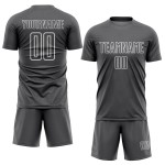 Camiseta de fútbol personalizada con sublimación de formas geométricas en gris acero y blanco