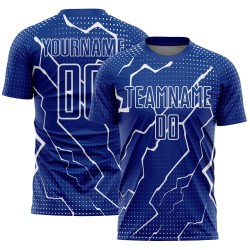 Camiseta de fútbol personalizada de sublimación Royal White Lightning