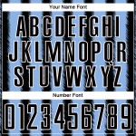 Camiseta de fútbol personalizada con sublimación de líneas azul claro y blanco y negro