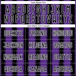 Camiseta de fútbol personalizada con sublimación de líneas negras, moradas y blancas Camiseta de fútbol personalizada con sublimación de líneas negras, moradas y blancas