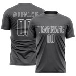 Camiseta de fútbol personalizada con sublimación de formas geométricas en gris acero y blanco