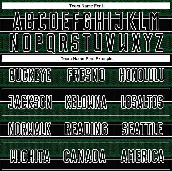 Camiseta de fútbol personalizada con sublimación de líneas y formas geométricas en negro, verde y blanco Camiseta de fútbol personalizada con sublimación de líneas y formas geométricas en negro, verde y blanco
