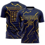 Camiseta de fútbol personalizada con sublimación de Lightning en amarillo marino Camiseta de fútbol personalizada con sublimación de Lightning en amarillo marino