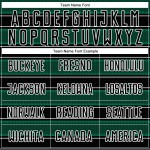 Camiseta de fútbol personalizada con sublimación de líneas y formas geométricas en verde Kelly y blanco, color negro Camiseta de fútbol personalizada con sublimación de líneas y formas geométricas en verde Kelly y blanco, color negro