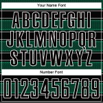 Camiseta de fútbol personalizada con sublimación de líneas y formas geométricas en verde Kelly y blanco, color negro Camiseta de fútbol personalizada con sublimación de líneas y formas geométricas en verde Kelly y blanco, color negro