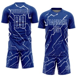 Camiseta de fútbol personalizada de sublimación Royal White Lightning