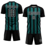 Camiseta de fútbol personalizada con sublimación de líneas en blanco y negro Camiseta de fútbol personalizada con sublimación de líneas en blanco y negro
