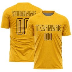 Camiseta de fútbol personalizada con sublimación de formas geométricas en dorado y negro Camiseta de fútbol personalizada con sublimación de formas geométricas en dorado y negro
