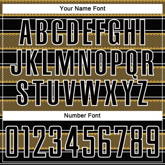 Camiseta de fútbol personalizada con sublimación de líneas y formas geométricas en negro, dorado antiguo y blanco Camiseta de fútbol personalizada con sublimación de líneas y formas geométricas en negro, dorado antiguo y blanco