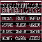 Camiseta de fútbol personalizada con sublimación de líneas y formas geométricas en blanco y negro carmesí Camiseta de fútbol personalizada con sublimación de líneas y formas geométricas en blanco y negro carmesí